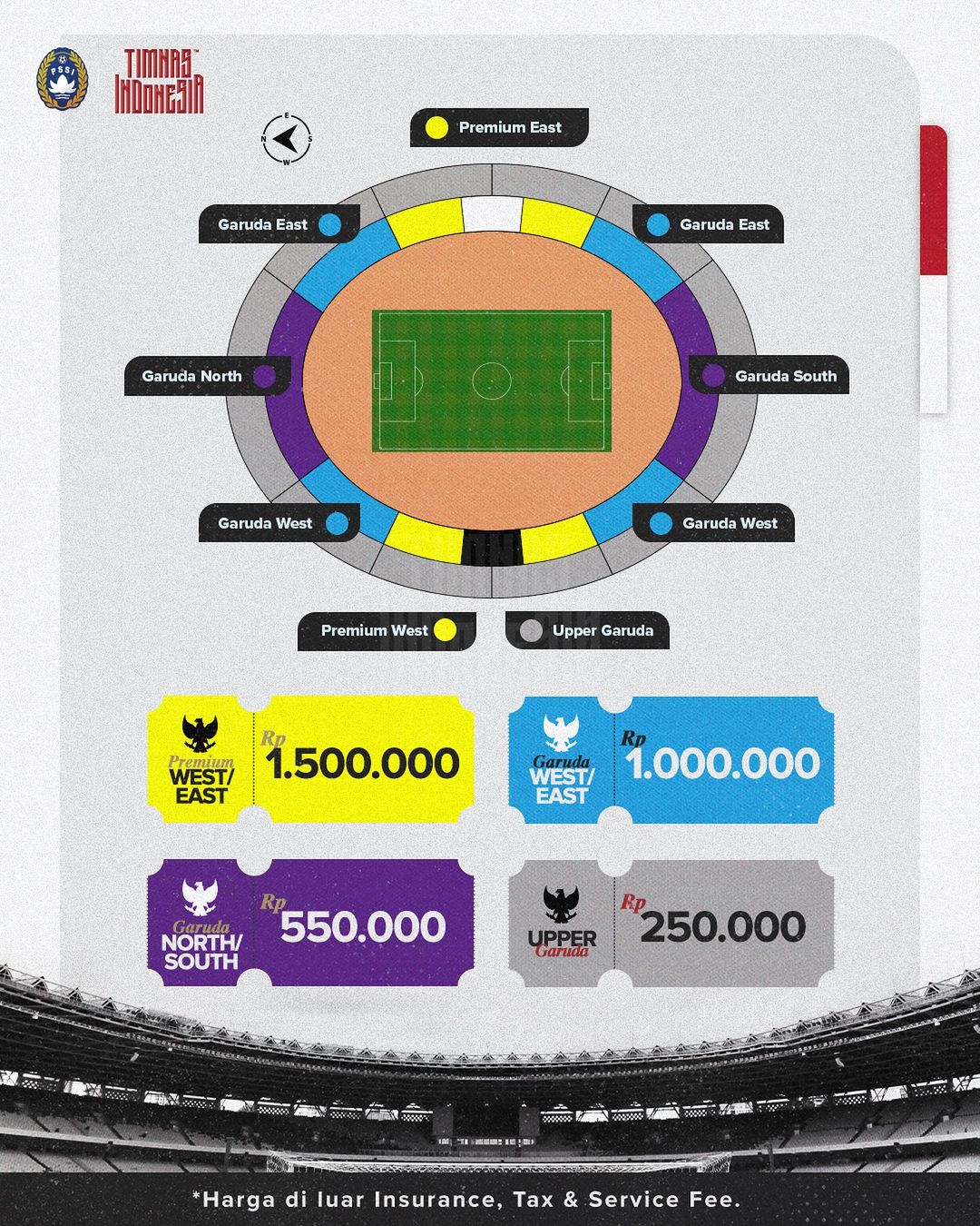 Seat Plan dan Harga Tiket Kualifikasi Piala Dunia 2026 Timnas Indonesia vs Australia